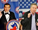 週日（4月24日），科魯茲（Ted Cruz）與卡西奇（John Kasich）宣布聯手，進行最後一搏，力阻川普贏得提名。(Getty Images/大紀元合成)