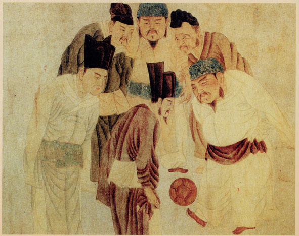 元錢選《宋太祖蹴鞠圖》(公有領域)