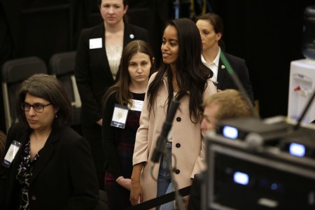 5月1日，白宫宣布，奥巴马大女儿玛丽亚最终选择入读哈佛大学。 (Joshua Lott/Getty Images)