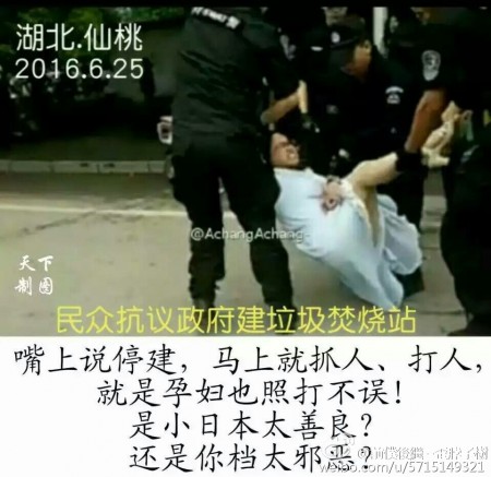 仙桃市警方镇压当地维权民众(网络图片)