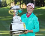 加拿大的布魯克•亨德森贏得了美國女子職業高爾夫（LPGA）的冠軍。（Scott Halleran/Getty Images for KPMG）