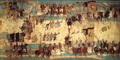 敦煌莫高窟217窟壁画《破阵乐舞势图》。(公有领域)