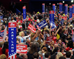 21日晚共和党全代会，全场代表喜迎川普加冕之夜。(Jeff Swensen/Getty Images)