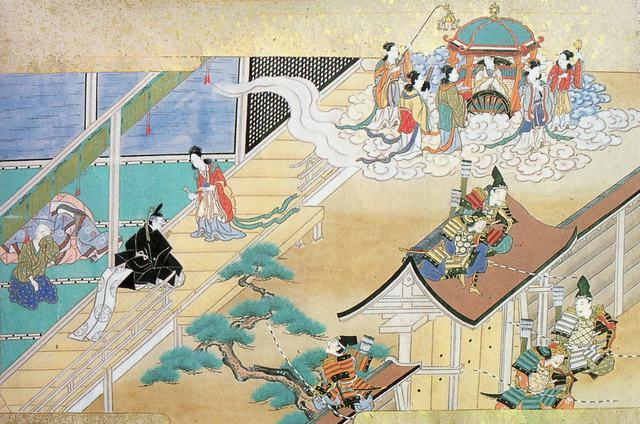 「輝夜姬重返月球」,圖片出自日本《竹取物語》。(公有領域)