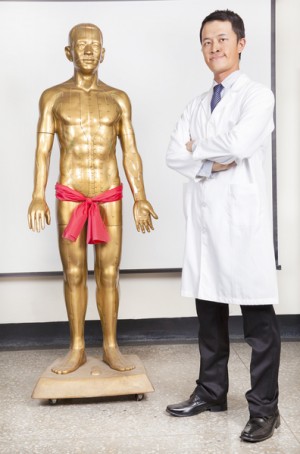 全中国的医学博士与人体穴位模型（fotolia）