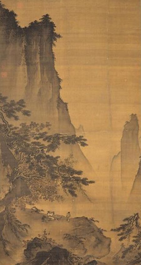 马远《对月图》，他是南宋抒情山水画的先驱，现藏台北故宫博物院。（公有领域）
