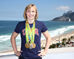 RIO DE JANEIRO, BRAZIL - AUGUST 13:  U.S. Olympian Katie Ledecky poses with her Olympic Medals on the Citi Terrace of the USA House at Colegio Sao Paulo on August 13, 2016 in Rio de Janeiro, Brazil.  (Photo by Joe Scarnici/Getty Images)