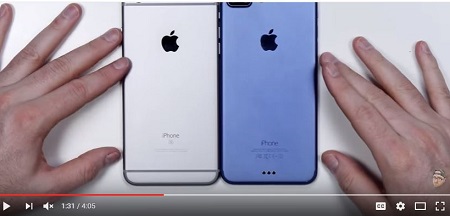 传iPhone7Plus背部有3个金属点,如同iPadPro的设计,这可能意味着,苹果将为iPhone7Plus提供更多的官方智能连接配件。(youtube视频截图)