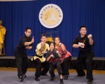 20169月17日，第五届新唐人武术大赛纽约初赛比赛休息期间，台湾青岛武馆的林昌湘和徒弟们为同行们演示了螳螂拳的经典套路以及非事先套好的即兴擒拿技法。（戴兵／大纪元）