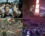 江苏连云港市上万民众游行示威，抗议官方拟建核废料处理厂。（大纪元合成图）