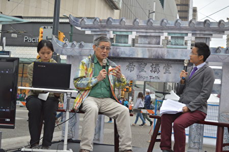 图:林圣崇在台湾文化节“希望讲堂”演讲。(摄影:邱晨/大纪元)