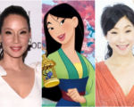 图为美籍华裔女星刘玉玲（左）、台湾女星胡婷婷（右）与花木兰动画人物组图，图为资料照。（Getty Images，视频截图，陈柏州／大纪元合成）