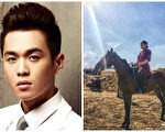 张若昀在拍摄《霍去病》期间练习骑马。（张若昀微博／大纪元合成）