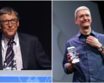 微软创办人比尔．盖茨（Bill Gates，见图左）和苹果首席执行官蒂姆．库克（Tim Cook，见图右）曾是希拉里考虑的副手人选。（大纪元合成图）