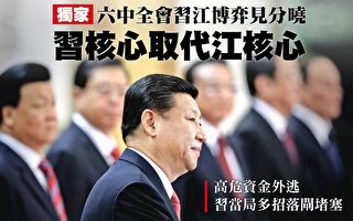 上周四在北京闭幕的中共六中全会，会议公报首次以“核心”来形容习近平，意味着“习核心”正式取代“江核心”。（大纪元）