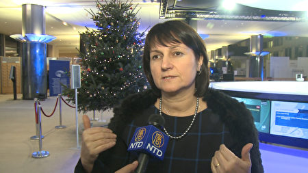 捷克的歐洲議會議員守伊德瓦接受媒體採訪。（新唐人）