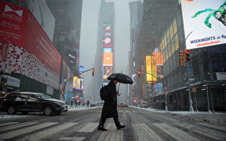 组图：平时游客如织 纽约市大雪中成空城