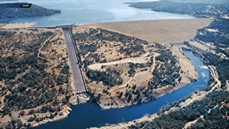 加州第二大水庫奧羅維爾湖（Lake Oroville）示意圖。（由加州水資源部提供）