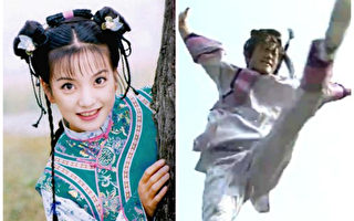 左為趙薇在《還珠格格》中飾演小燕子，右為替身演員在演打鬥戲。（網絡圖片，微博圖片/大紀元合成）