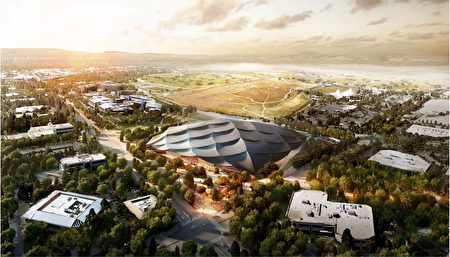 谷歌將在山景城建造的新總部園區設計效果圖。（山景城市議會提供）