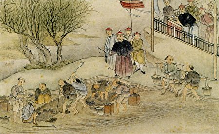 1840年描繪虎門銷煙的中國畫（維基百科公有領域）