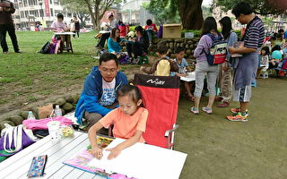 竹市寫生比賽 350位小朋友護城河畔作畫