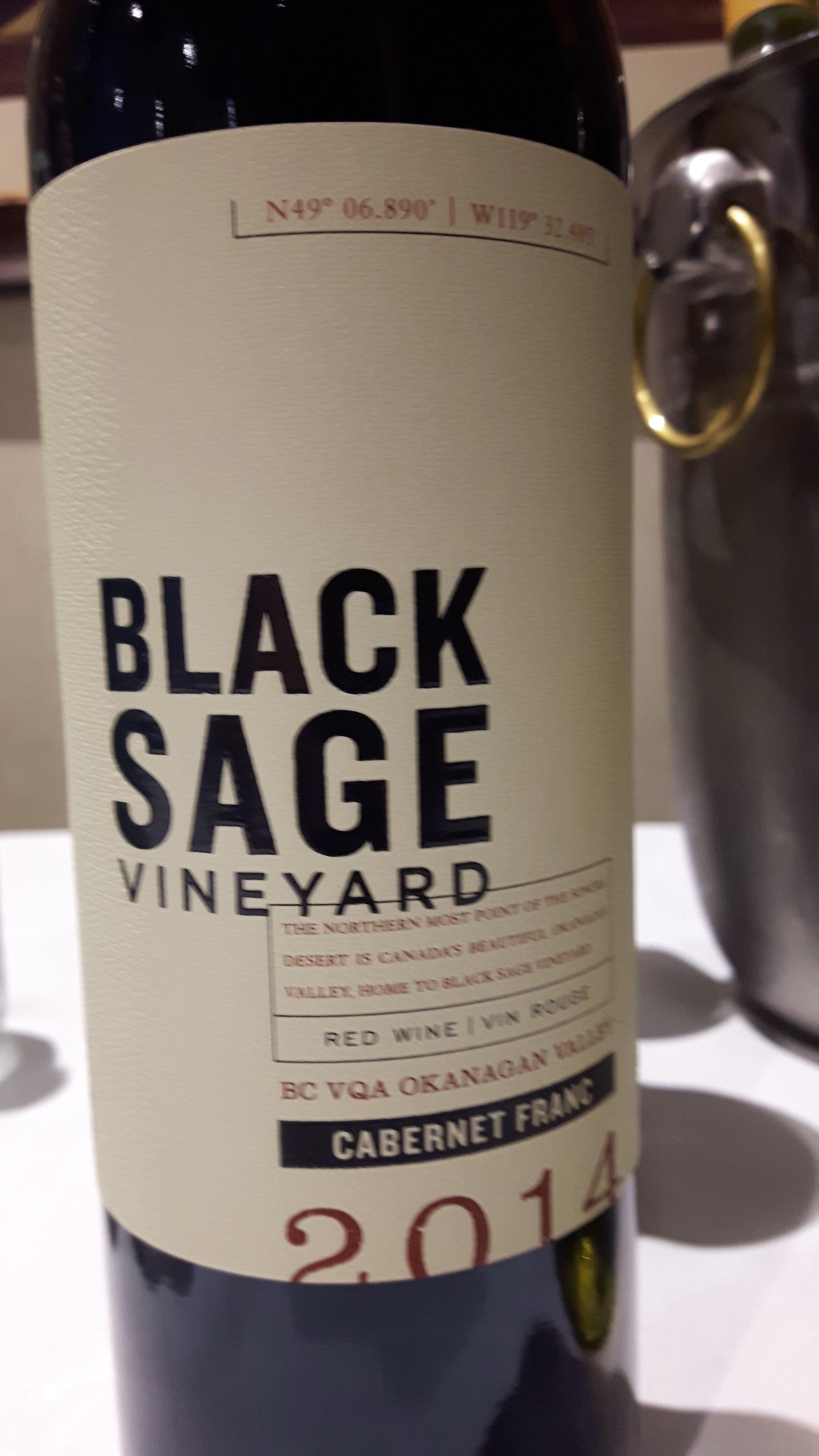 酒目:Black Sage Vineyard Cabernet Franc 2014。售價約 $26(阮公子提供)
