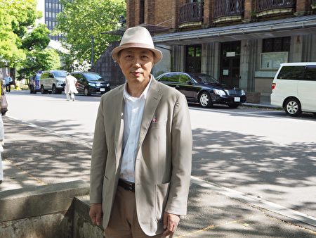 修煉近15年的日本人學員菅原勝行是東京一個煉功點的負責人，他說這麼多年見證大法在很多日本人身上的神奇，數不勝數。（廣田寬光/大紀元）
