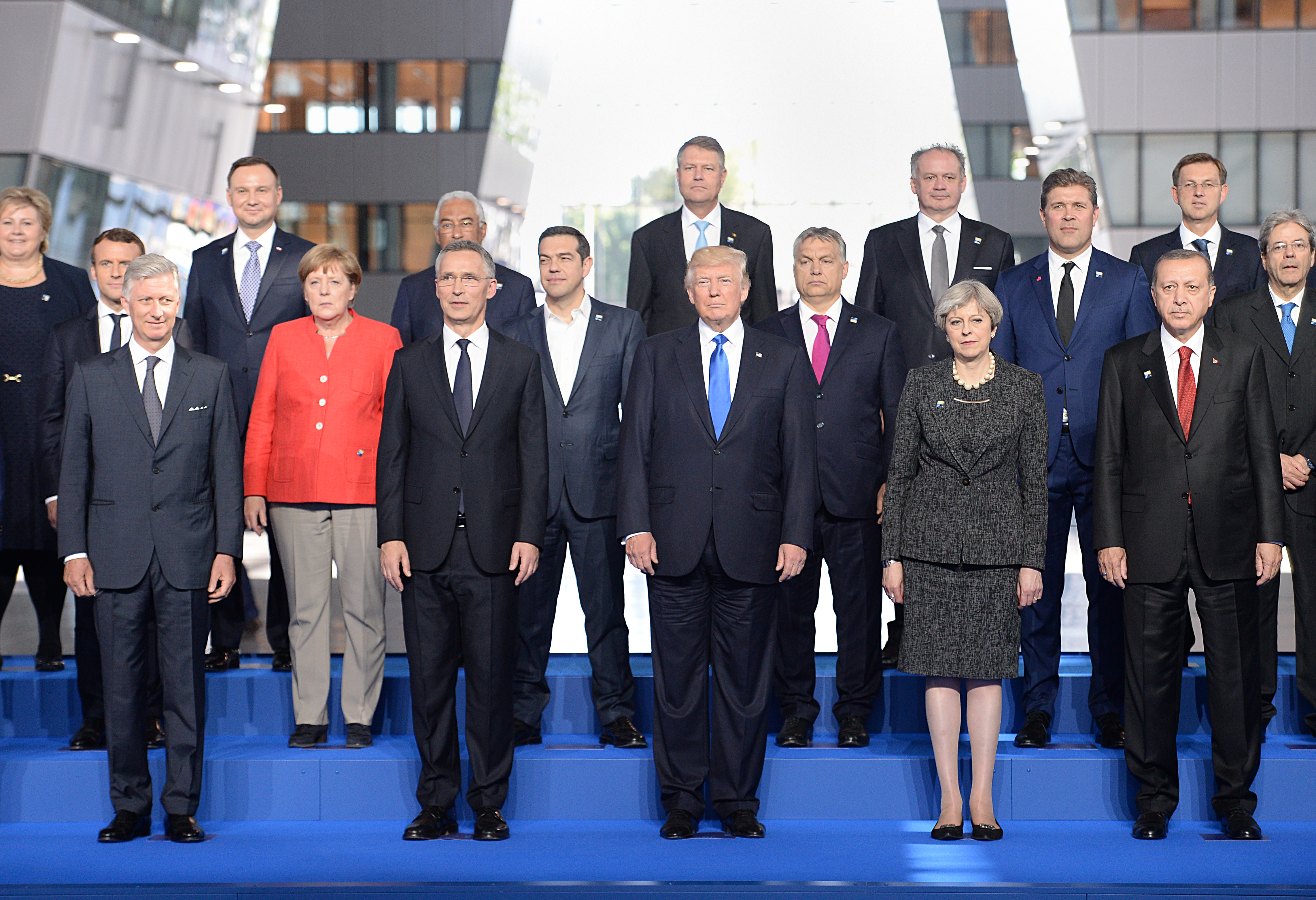 川普5月25日在比利時布魯塞爾出席NATO會議。(Stefan Rousseau-Pool/Getty Images)