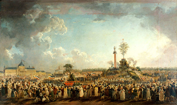 皮埃尔-安托万‧迪马西（Pierre-Antoine Demachy）的一幅绘画描绘了1794年至上节的场面。（公有领域）