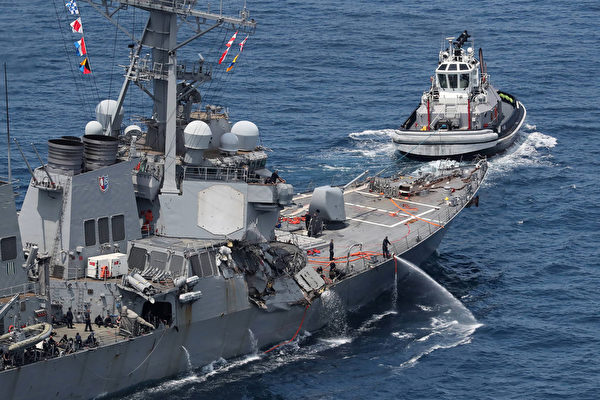 美海军驱逐舰在日本海和商船相撞 3伤7失踪