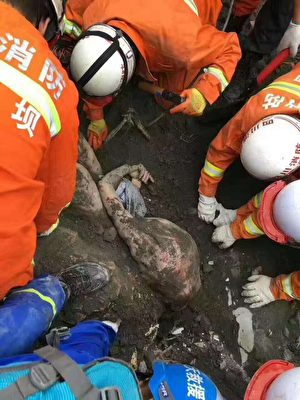 四川茂县山体垮塌事件现场。（受访者提供）