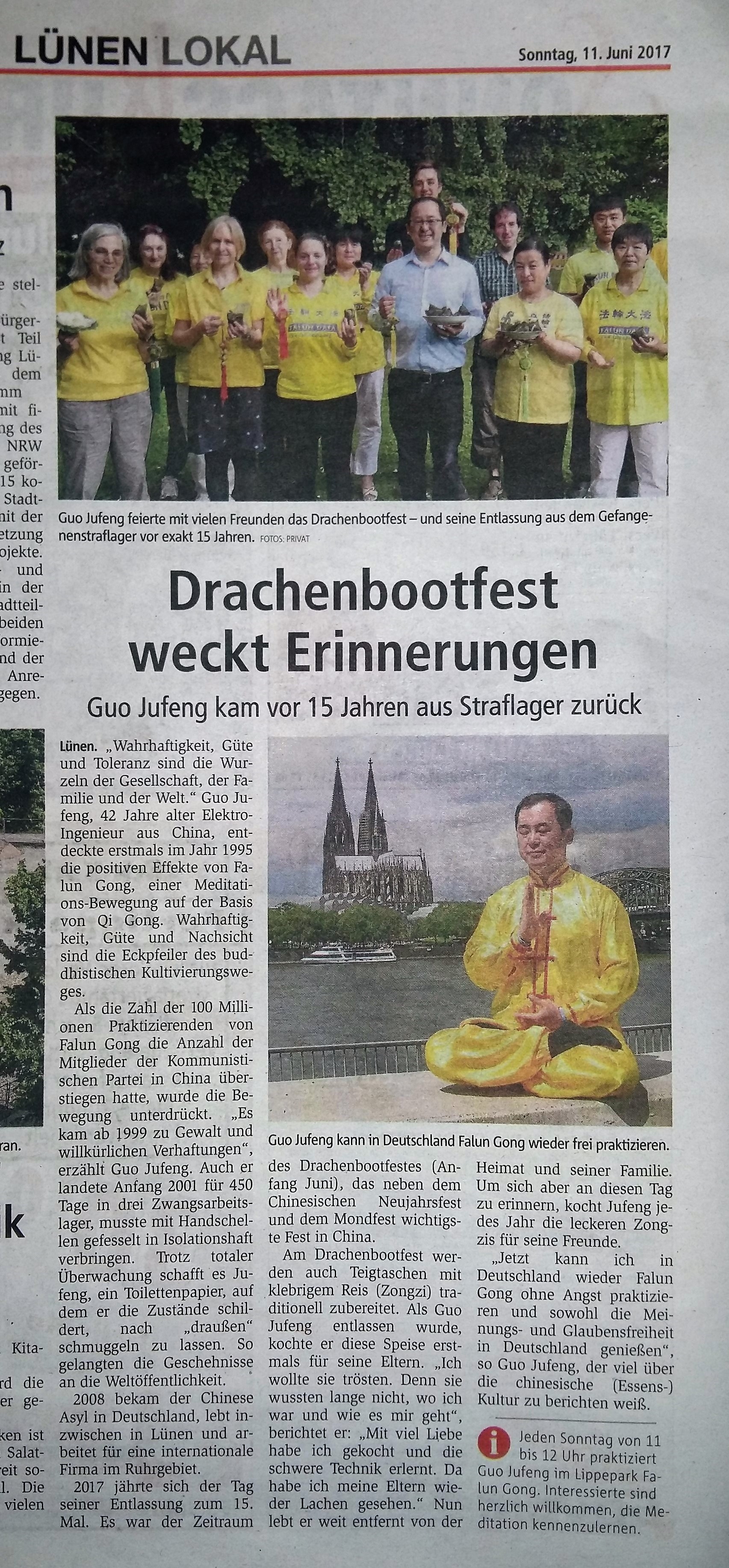 <br/>6月11日,德國西部《週末信使報》報導一名旅居德國的中國法輪功學員的故事。(大紀元)