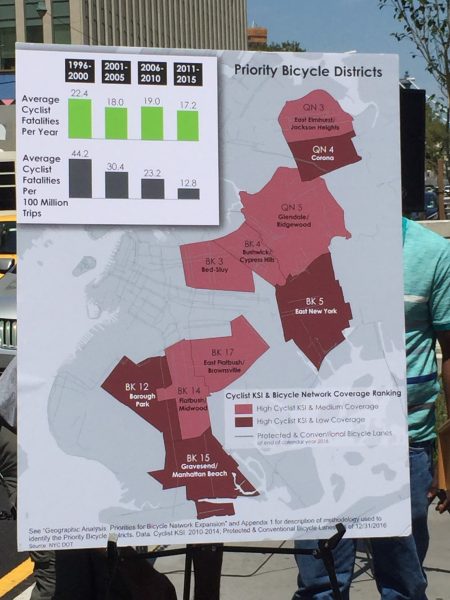 交通局把纽约市10个地区列为“优先自行车区”。