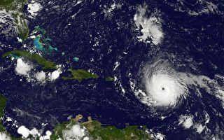 伊玛在9月5日接近加勒比地区，成为非常危险的五级飓风，距离安提瓜岛东部约270英里（440公里），最大持续风速为175公里（280公里）。 （AFP PHOTO / NASA/GOES Project）