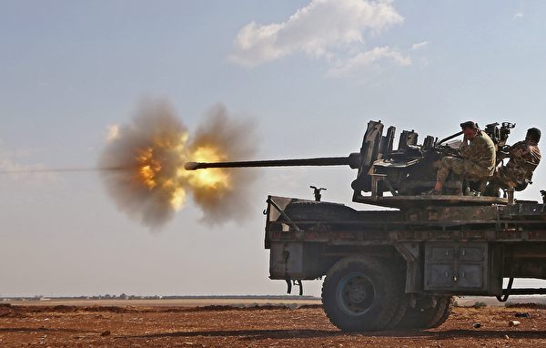 高射炮。(NAZEER AL-KHATIB/AFP/Getty Images)
