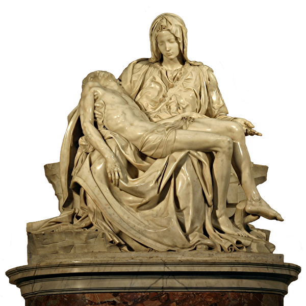 米開朗基羅的成名作《哀悼基督》（亦稱《聖母憐子》）雕塑。（shutterstock）