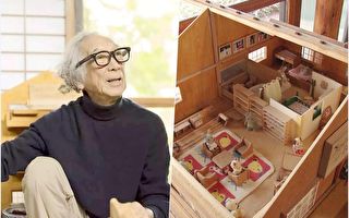 日本纪录电影《积存时间的生活》，记录结缡65年的建筑师大师津端修一夫妇的精彩人生。片中建筑师大师津端修一（左）还亲手为孙女制作一座精致的木造娃娃屋（右）。（海鹏／大纪元合成）