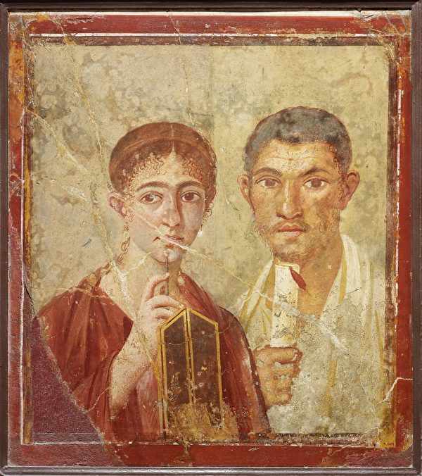 麵包房東主夫婦的雙人肖像壁畫（大英博物館提供）
