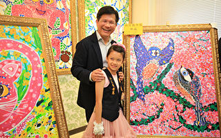 9岁小画家绘石虎家族  为台中花博赞声