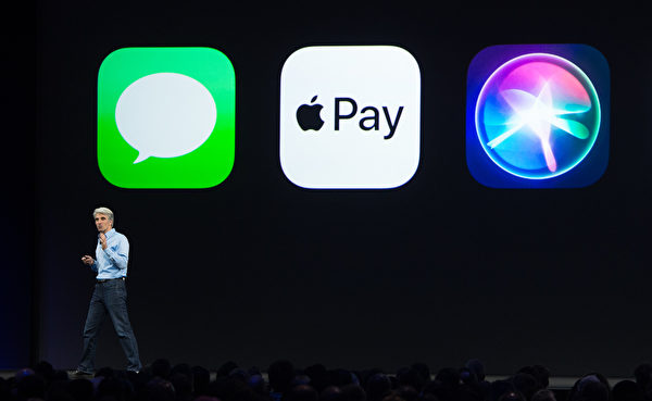 未來使用者手機上的指紋或臉部等生物特徵，就可以用於行動支付。圖為ApplePay。（AFP）