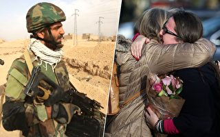 士兵兒子中槍命懸一刻，好心男子出手相救，沒想到這名男子竟然是傷兵媽媽22年前救下來的胎兒。(AHMAD AL-RUBAYE, DANIEL LEAL-OLIVAS/AFP/Getty Images/大紀元合成)