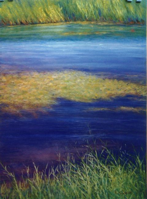 劉鏘鏘作品<湖邊追憶>，2018。（劉鏘鏘提供）(國際粉彩畫家邀 請展入選)