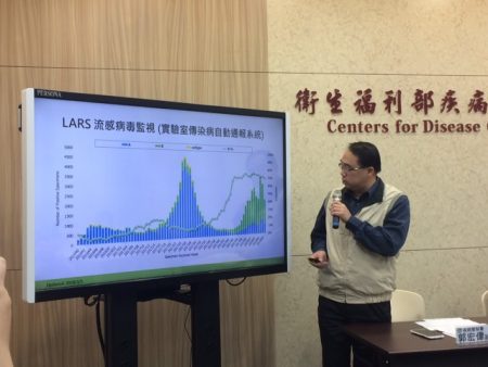 衛福部疾管署防疫中心副主任郭宏偉說明腸病毒疫情。