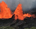 夏威夷火山熔岩流到地热电站附近