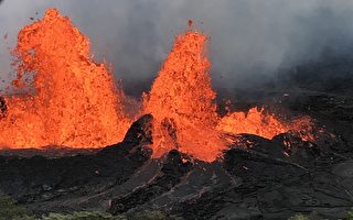 夏威夷火山熔岩流到地熱電站附近