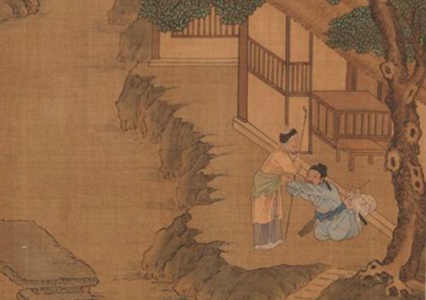 图为明仇英画《二十四孝册．朱寿昌弃官寻母》，台北国立故宫博物院藏。（公有领域）