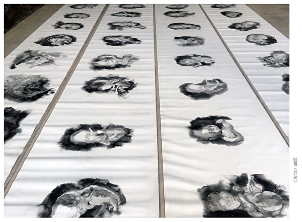 大陸人權藝術家王鵬的畫作：《生與死的距離》。抗議中共暴力計劃生育導致中國眾多嬰兒身亡。（王鵬提供）