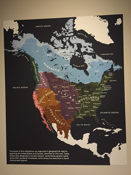 「美洲原住民藝術展」的藝術品地理位置圖。