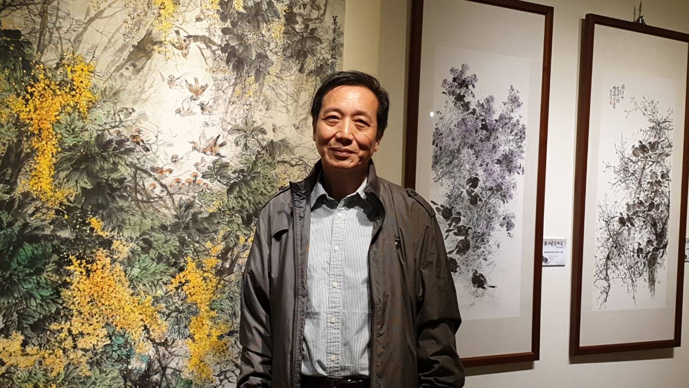 【作家名】竹林愛作　釣人(湖畔)　掛軸 竹塹藝術家薪火相傳展林田壽花鳥作品文化局展出| 新竹市文化局| 水彩